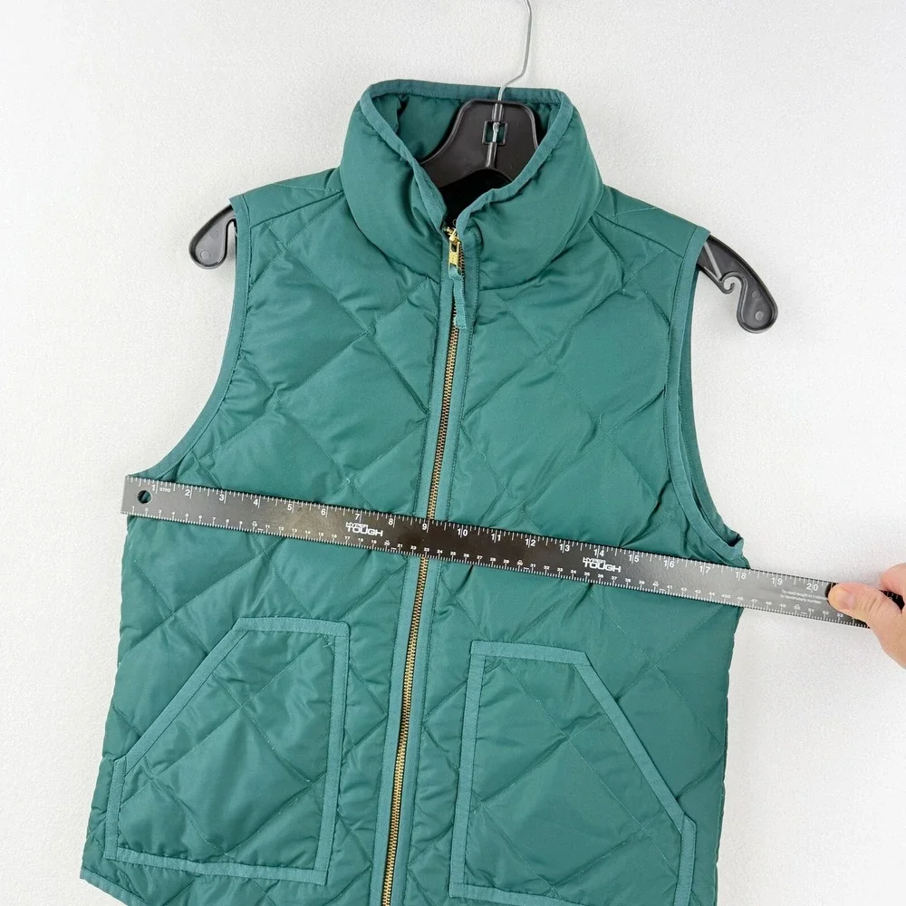 J.Crew Quilted Down Puffer Vest‎ Size XS Womens Pine Green